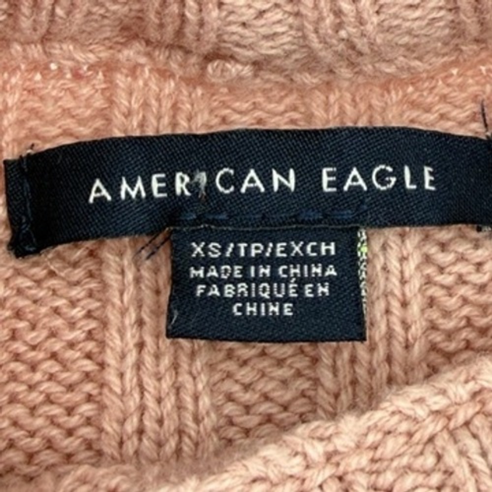 American Eagle Outfitters Ribbed Mock Neck Cropped Sweater Dusty Rose XS - Picture 4 of 8
